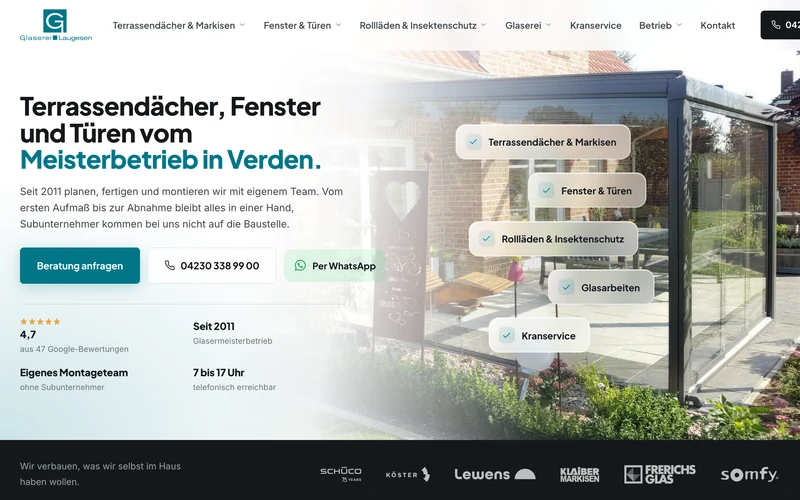 Glaserei Laugesen Terrassendächer Fenster Türen Verden Desktop