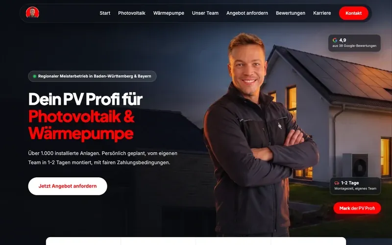Der PV Profi Startseite Desktop