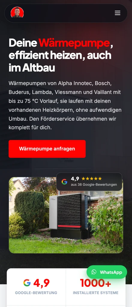 Der PV Profi eigene Produktseite Wärmepumpe